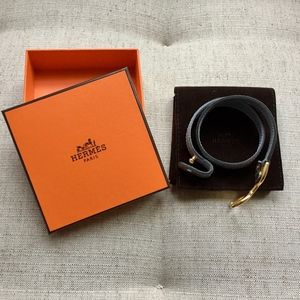 Hermès Baby Pavane Double-wrap Epsom Blue Bracelet